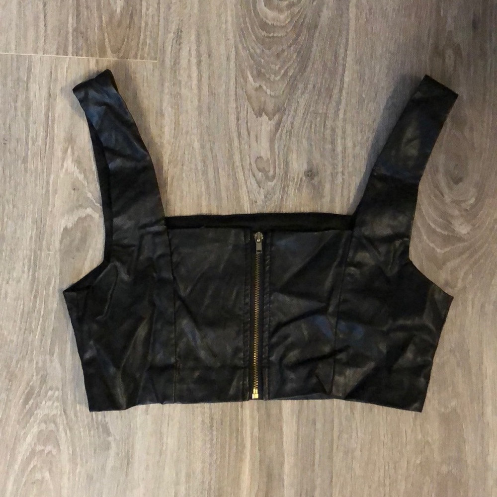 Faux leather crop top